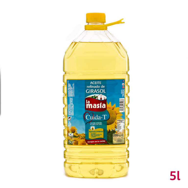 Botella de aceite refinado de girasol Cuida-T 5 litros